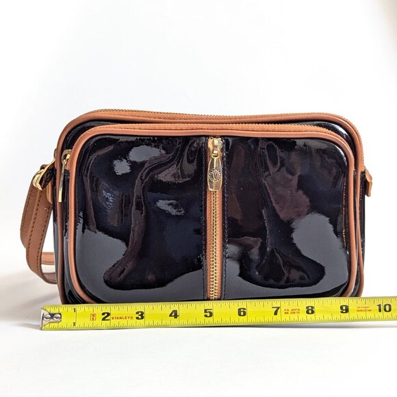 Valentina Black Patent Leather Crossbody Purse Bag - Picture 11 of 12